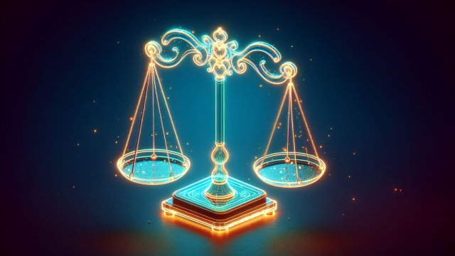 Oggi la Bilancia guida con equilibrio e carisma, influenzando ogni angolo dello zodiaco con la sua luce armoniosa. &copy; Immagine creata con Dall-E