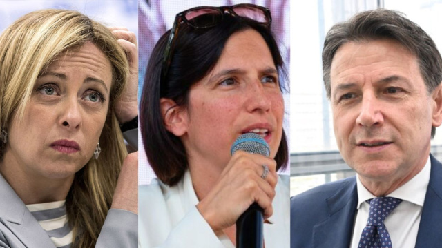 Giorgia Meloni, Elly Schlein e Giuseppe Conte (&copy; Facebook)