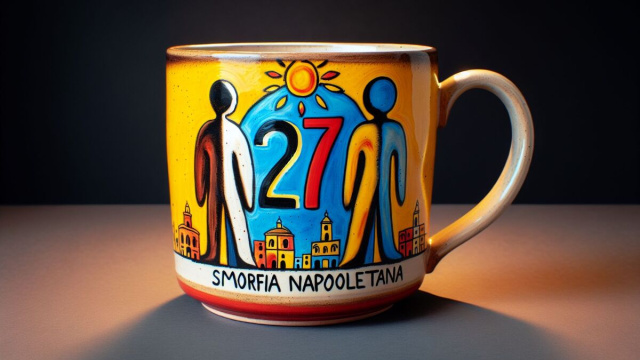 Numero 27 della Smorfia napoletana, 'a tazza per i Gemelli. &copy; Immagine creata con Dall-E