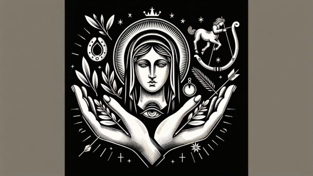 Numero 8 della Smorfia napoletana, 'a Maronna per il Sagittario. &copy; Immagine creata con Dall-E