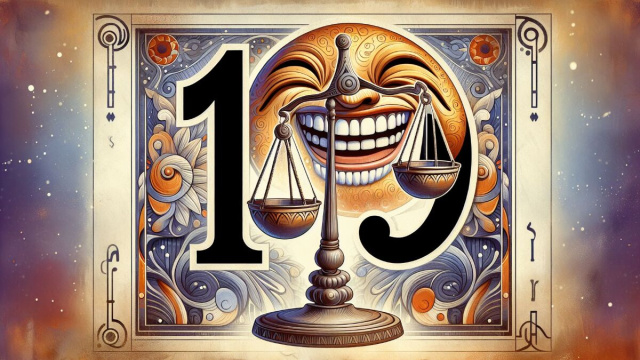 Numero 19 della Smorfia napoletana, 'a resata per Bilancia. &copy; Immagine creata con Dall-E