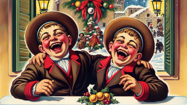 Numero 19 della Smorfia napoletana, 'a resata per i Gemelli. &copy; Immagine creata con Dall-E