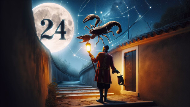 Numero 24 della Smorfia napoletana, le guardie. Segno Scorpione. &copy; Immagine creata con Dall-E