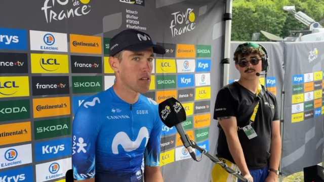 Oier Lazkano in maglia Movistar - &copy; Screenshot Eurosport.