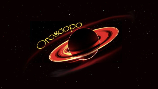 Saturno con anelli e scritta oroscopo &ndash; &copy; Roberta Carsoli.
