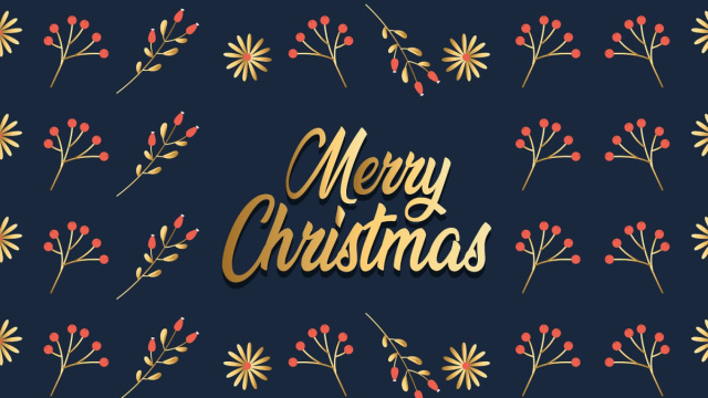 Scritta Merry Christmas su sfondo nero con motivi floreali - &copy; Pixabay.