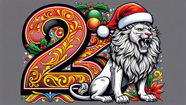 Numero 25 della Smorfia napoletana, Natale per il Leone. &copy; Immagine creata con Dall-E