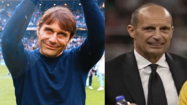 Allegri e Conte &copy; Foto Instagram Antonio Conte. Foto Instagram Milan