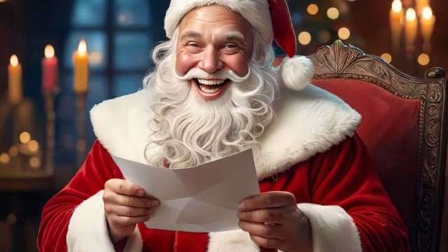 Babbo Natale contento di leggere l'oroscopo &copy; Pixabay.