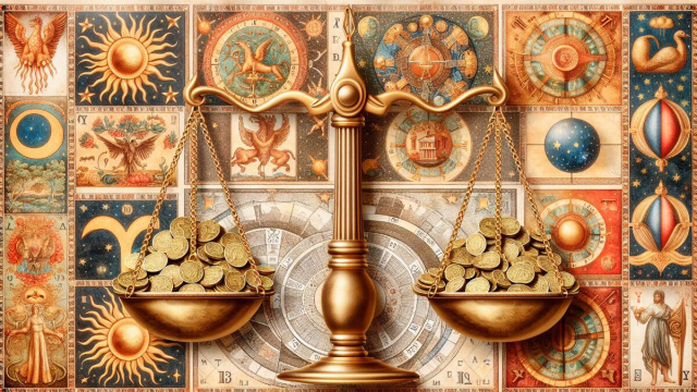 Numero 46 della Smorfia napoletana, il denaro per la Bilancia. &copy; Immagine creata con Dall-E