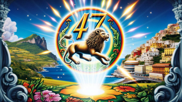 Numero 47 della Smorfia napoletana, 'o muorto, per il Leone. &copy; Immagine creata con Dall-E