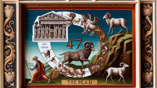 Numero 47 della Smorfia napoletana, 'o muorto per l'Ariete. &copy; Immagine creata con Dall-E