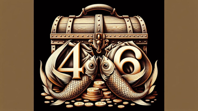 Numero 46 della Smorfia napoletana, i Pesci e 'e denare. &copy; Immagine creata con Dall-E