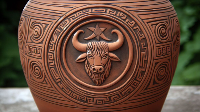 Numero 7 della Smorfia napoletana, 'o vasetto per il Toro. &copy; Immagine creata con Dall-E