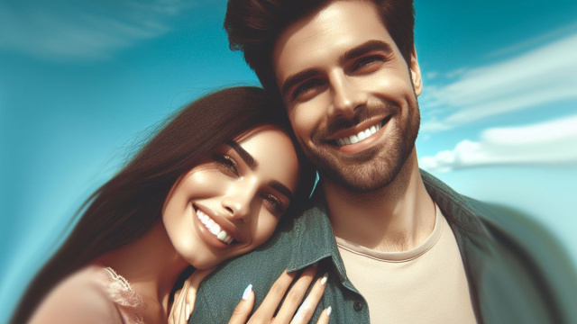 Coppia innamorata sorridente - &copy; Copilot IA.