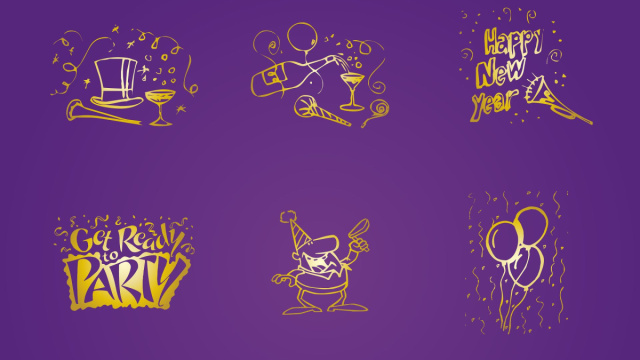 Immagini di Capodanno su sfondo viola &copy; Immagine di Pixabay