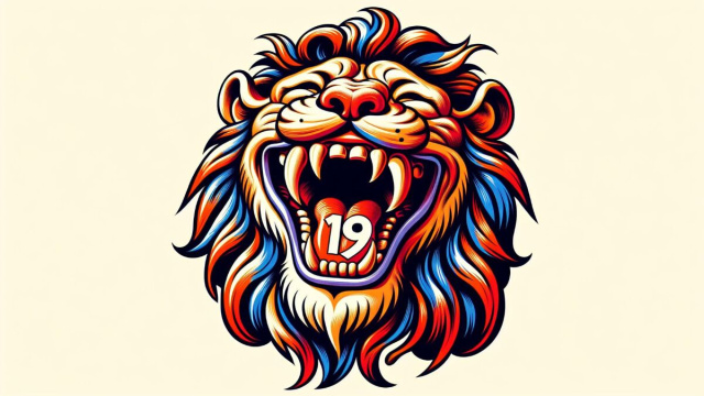 Numero 19 della Smorfia napoletana, 'a risata per il Leone. &copy; Immagine creata con Dall-E