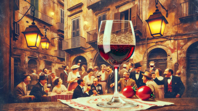 Numero 45 della Smorfia napoletana, 'o vino bbuono. &copy; Immagine creata con Dall-E