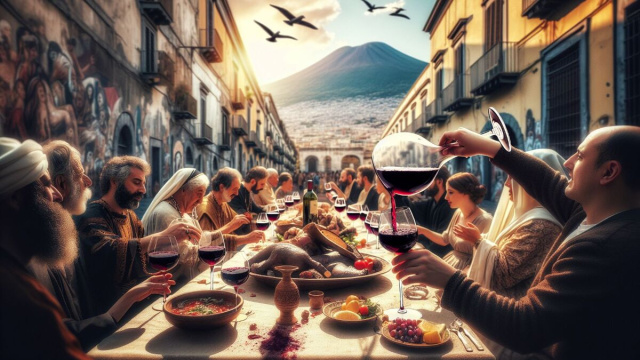 Numero 45 della Smorfia napoletana, 'o vino bbuono per il Leone. &copy; Immagine creata con Dall-E