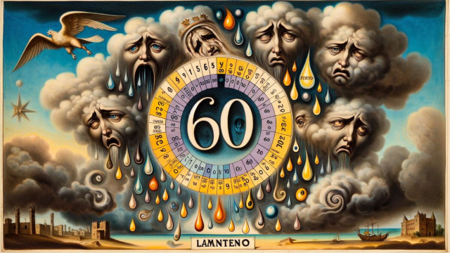 Numero 60 della Smorfia napoletana, 'o lamiento, per il segno della Vergine. &copy; Immagine creata con Dall-E