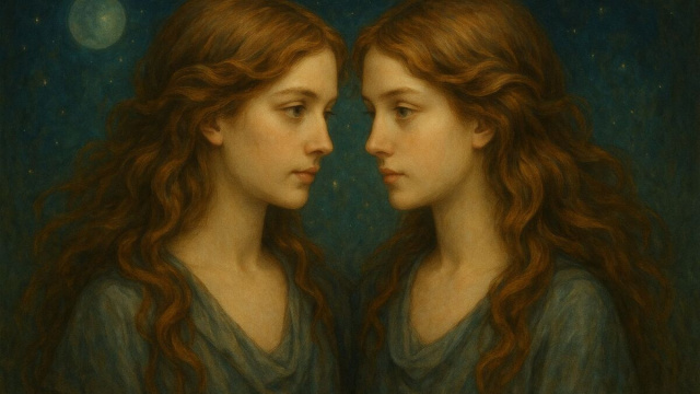 Illustrazione ispirata al segno zodiacale dei Gemelli. &copy; Immagine creata con Dall-E