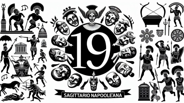 Numero 19 della Smorfia napoletana, 'a resata per il Sagittario. &copy; Immagine creata con Dall-E