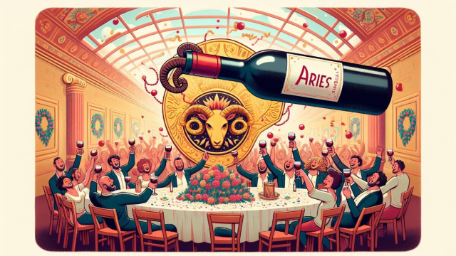 Numero 45 della Smorfia napoletana, Ariete sotto l'influenza del vino buono. &copy; Immagine creata con Dall-E