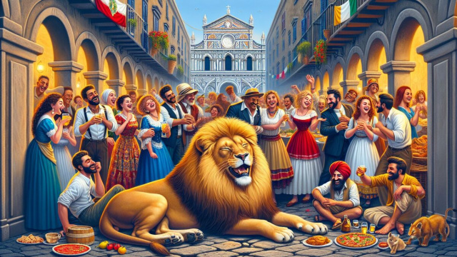 Numero 19 della Smorfia napoletana, 'a risata per il Leone. &copy; Immagine creata con Dall-E