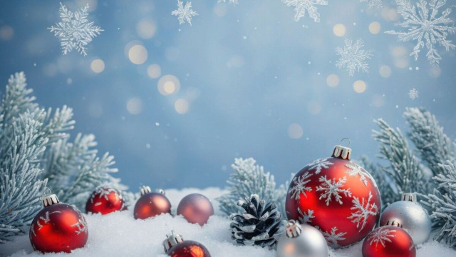 Palline di Natale con neve e luci - &copy; Pixabay.