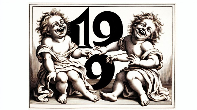 Numero 19 della Smorfia napoletana, 'a risata per Gemelli. &copy; Immagine creata con Dall-E