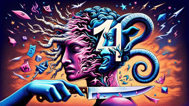 Numero 41 della Smorfia napoletana, 'o curtiello per il Capricorno. &copy; Immagine creata con Dall-E