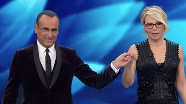 Carlo e Conti e Maria De Filippi a Sanremo 2017 &copy; Rai