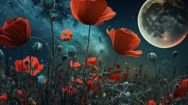 Dei fiori e la Luna piena (&copy; Pixabay),