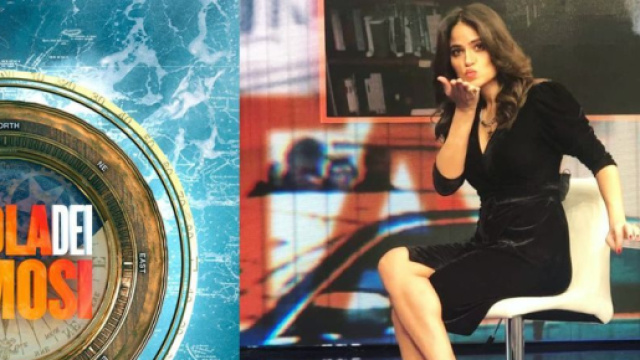 Veronica Gentili e il logo de L'Isola dei Famosi. &copy; Immagine Facebook Gentili.