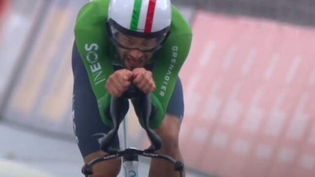 Filippo Ganna, uno dei leader della Ineos - &copy; Screenshot Eurosport