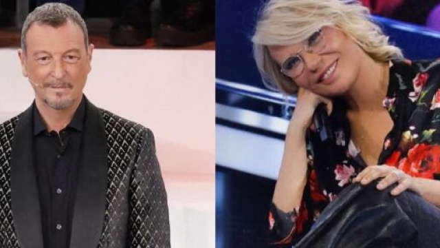 In foto Maria De Filippi e Amadeus &copy; Mediaset.