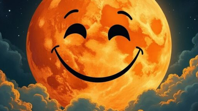 Luna arancione con faccia sorridente &copy; Grox AI X