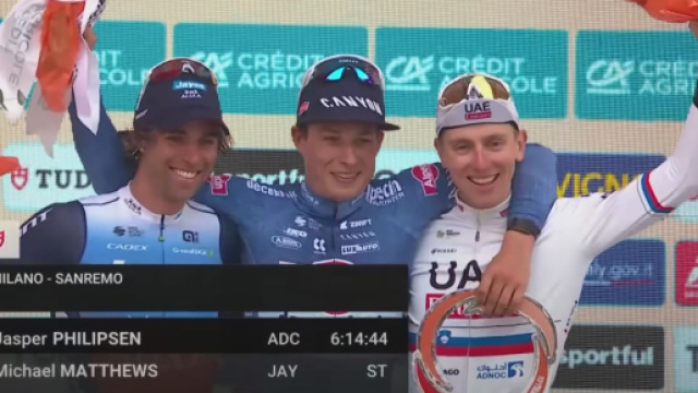 Il podio della scorsa Milano Sanremo - &copy; Screenshot Eurosport