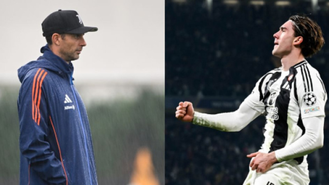 Thiago Motta e Dusan Vlahovic. Foto &copy; Juventus