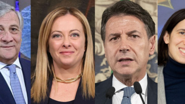 Antonio Tajani, Giorgia Meloni, Giuseppe Conte ed Elly Schlein (&copy; Wikimedia commons)
