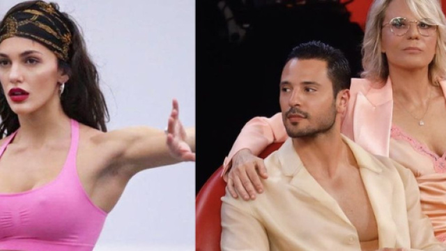 Elena D'Amario, Giuseppe Giofr&egrave; e Maria De Filippi - screenshot &copy; Canale 5.