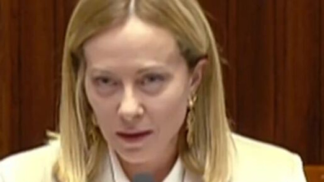 Giorgia Meloni durante l'intervento alla Camera (screenshot del video).