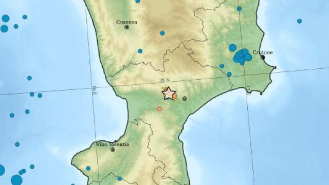 I terremoti dello sciame sismico negli ultimi 30 giorni in provincia di Catanzaro &copy; Mappa Ingv