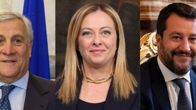 Antonio Tajani, Giorgia Meloni e Matteo Salvini (&copy; Wikimedia commons)