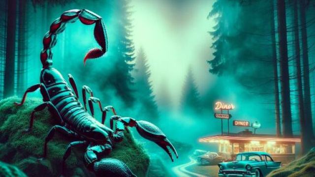 Immagine ispirata a Twin Peaks per gli Scorpione &copy; Immagine creata con DALL&middot;E