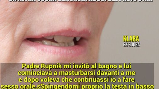 Una dichiarazione della ex suora Klara su Padre Rupnik, intervistata da Le Iene. &copy; Immagine Mediaset