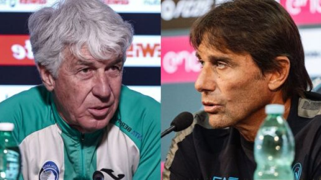 Giampiero Gasperini, allenatore dell'Atalanta. Foto &copy; Atalanta B.C.. Antonio Conte, allenatore del Napoli. Foto &copy; Napoli