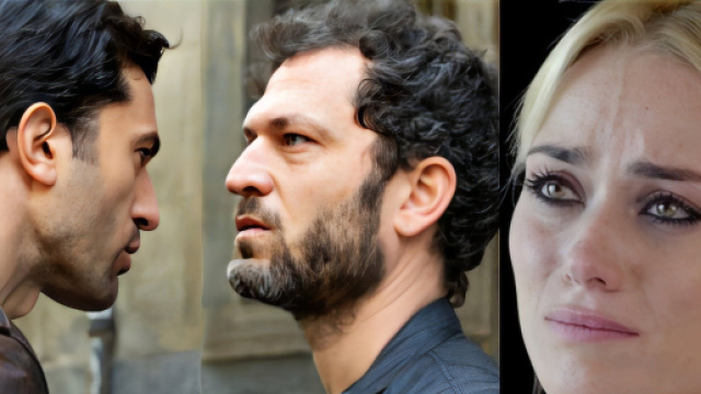 Damiano Renda, Eduardo Sabbiese e Claudia Curcio - screenshot &copy; Un posto al sole.