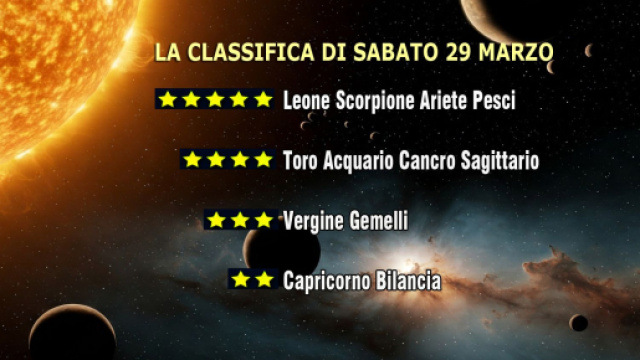 La classifica a stelline dell'oroscopo di sabato 29 marzo 2025 &copy; Roberta Carsoli.