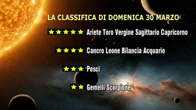 La classifica a stelline dell'oroscopo di domenica 30 marzo &copy; Roberta Carsoli